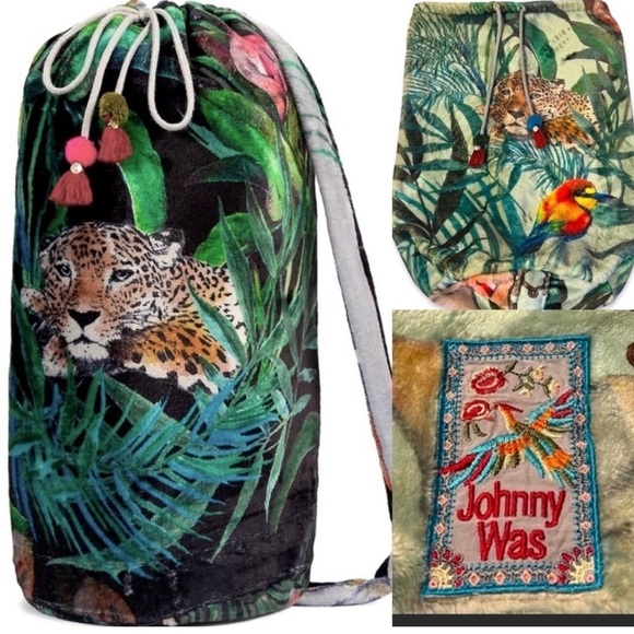 Johnny Was "Serrano Jungle" Plush Leopard Blanket Bag - Picture 1 of 8